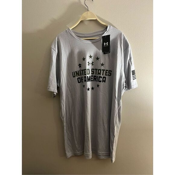 NWT Under Armour T-shirt Men’s USA 2XL Light Gray - Picture 1 of 4